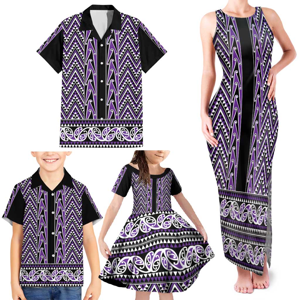 New Zealand Maori Niho Taniwha Family Matching Tank Maxi Dress and Hawaiian Shirt Waiporopo Mangopare and Puhoro Pattern LT9 - Polynesian Pride