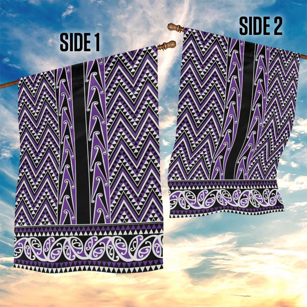 New Zealand Maori Niho Taniwha Garden Flag Waiporopo Mangopare and Puhoro Pattern