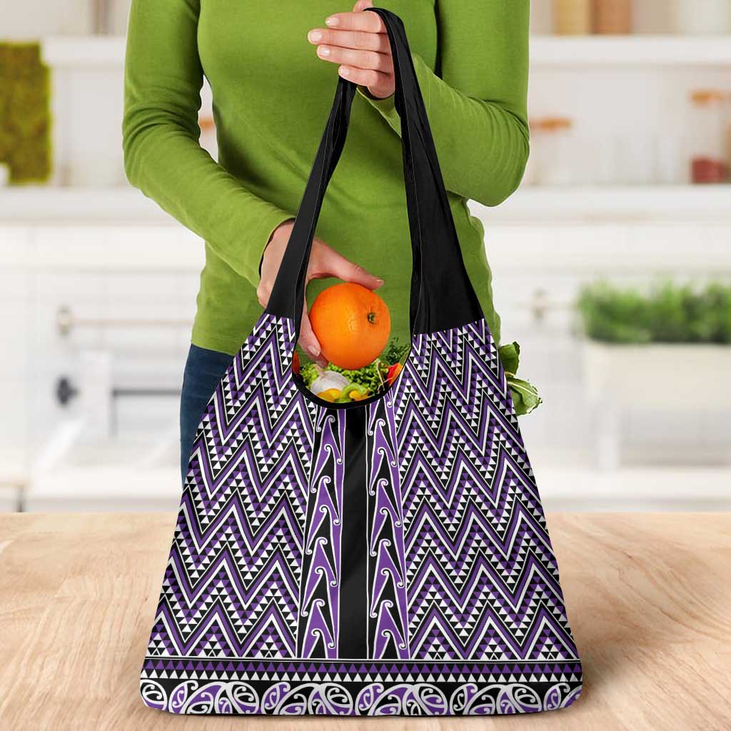 New Zealand Maori Niho Taniwha Grocery Bag Waiporopo Mangopare and Puhoro Pattern