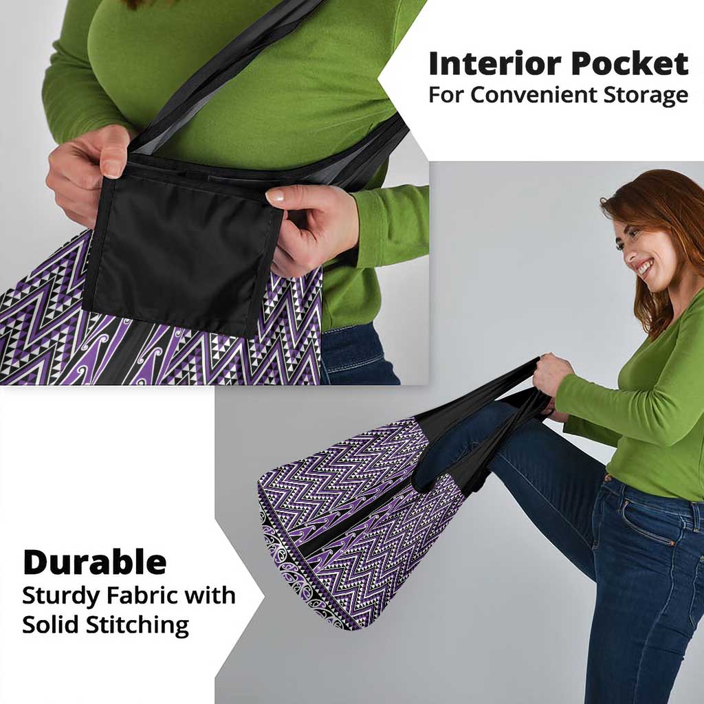 New Zealand Maori Niho Taniwha Grocery Bag Waiporopo Mangopare and Puhoro Pattern