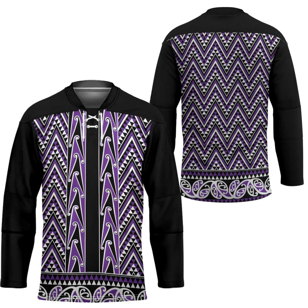 New Zealand Maori Niho Taniwha Hockey Jersey Waiporopo Mangopare and Puhoro Pattern - Polynesian Pride