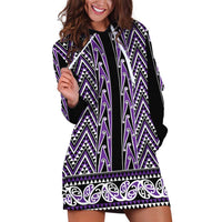 New Zealand Maori Niho Taniwha Hoodie Dress Waiporopo Mangopare and Puhoro Pattern
