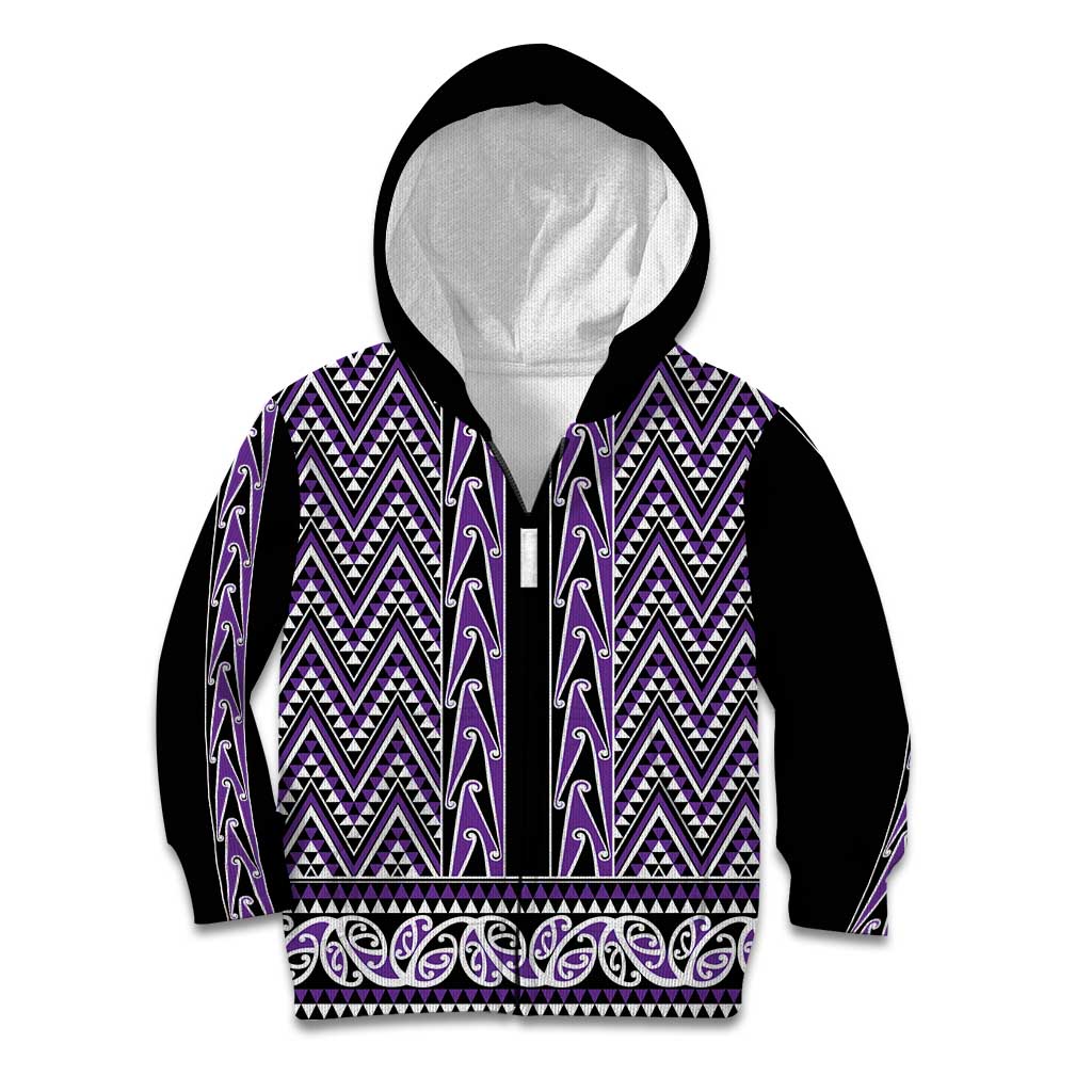 New Zealand Maori Niho Taniwha Kid Hoodie Waiporopo Mangopare and Puhoro Pattern