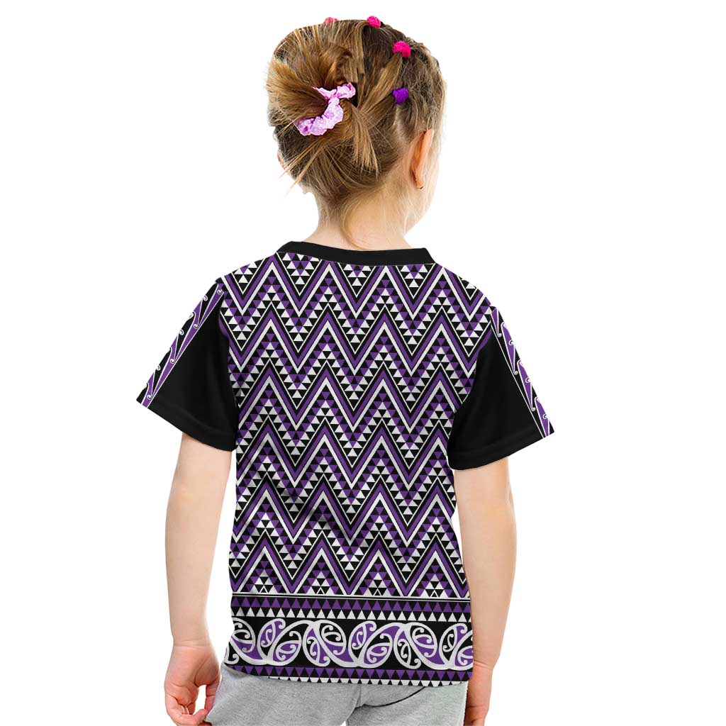 New Zealand Maori Niho Taniwha Kid T Shirt Waiporopo Mangopare and Puhoro Pattern