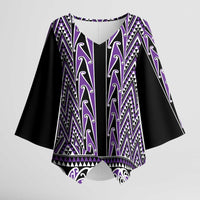 New Zealand Maori Niho Taniwha Kimono Sleeve Blouse Waiporopo Mangopare and Puhoro Pattern - Polynesian Pride