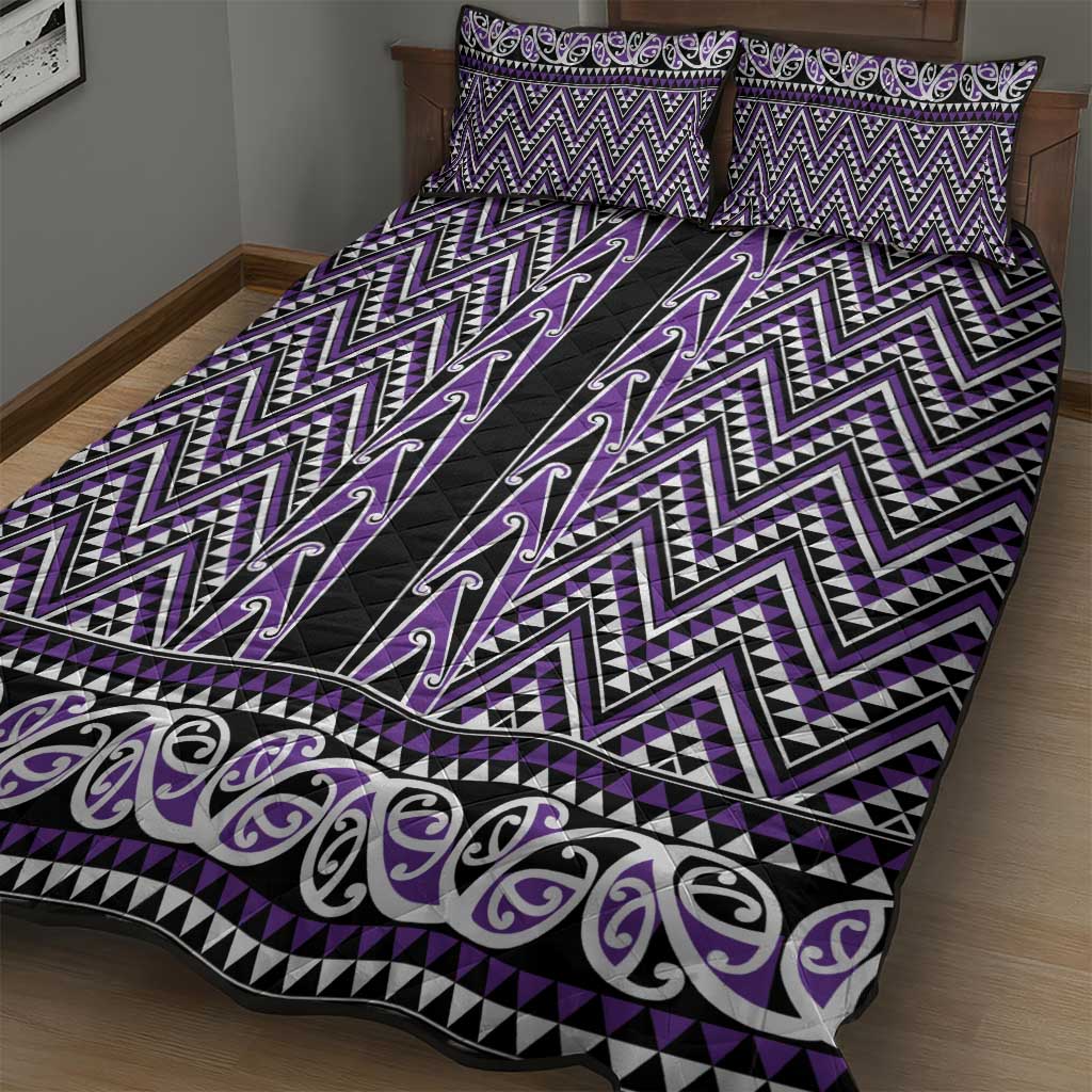 New Zealand Maori Niho Taniwha Quilt Bed Set Waiporopo Mangopare and Puhoro Pattern