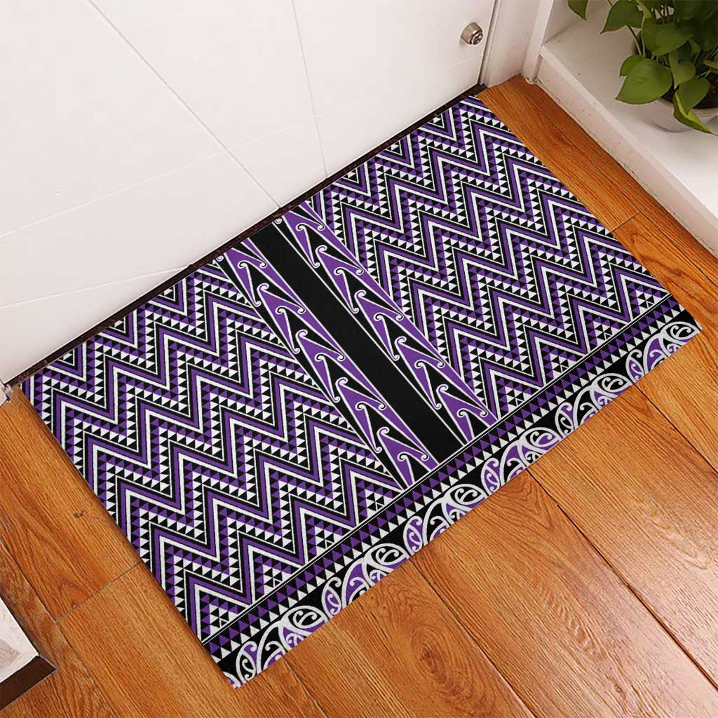 New Zealand Maori Niho Taniwha Rubber Doormat Waiporopo Mangopare and Puhoro Pattern LT9 - Polynesian Pride