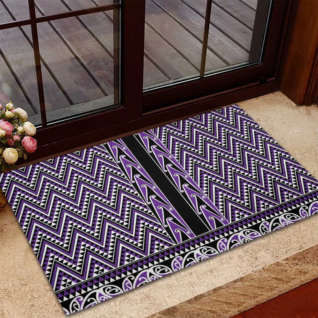 New Zealand Maori Niho Taniwha Rubber Doormat Waiporopo Mangopare and Puhoro Pattern LT9 - Polynesian Pride