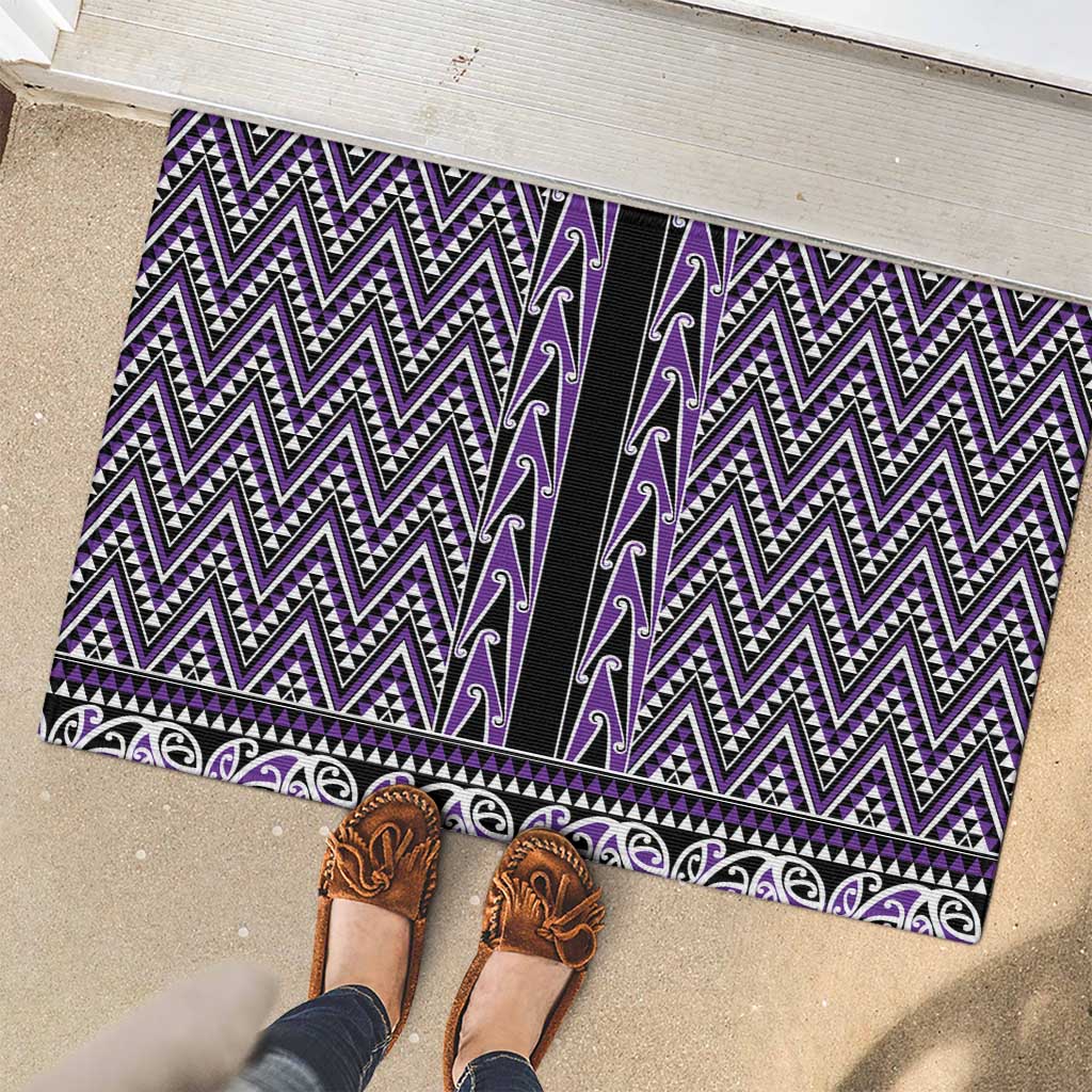 New Zealand Maori Niho Taniwha Rubber Doormat Waiporopo Mangopare and Puhoro Pattern LT9 - Polynesian Pride