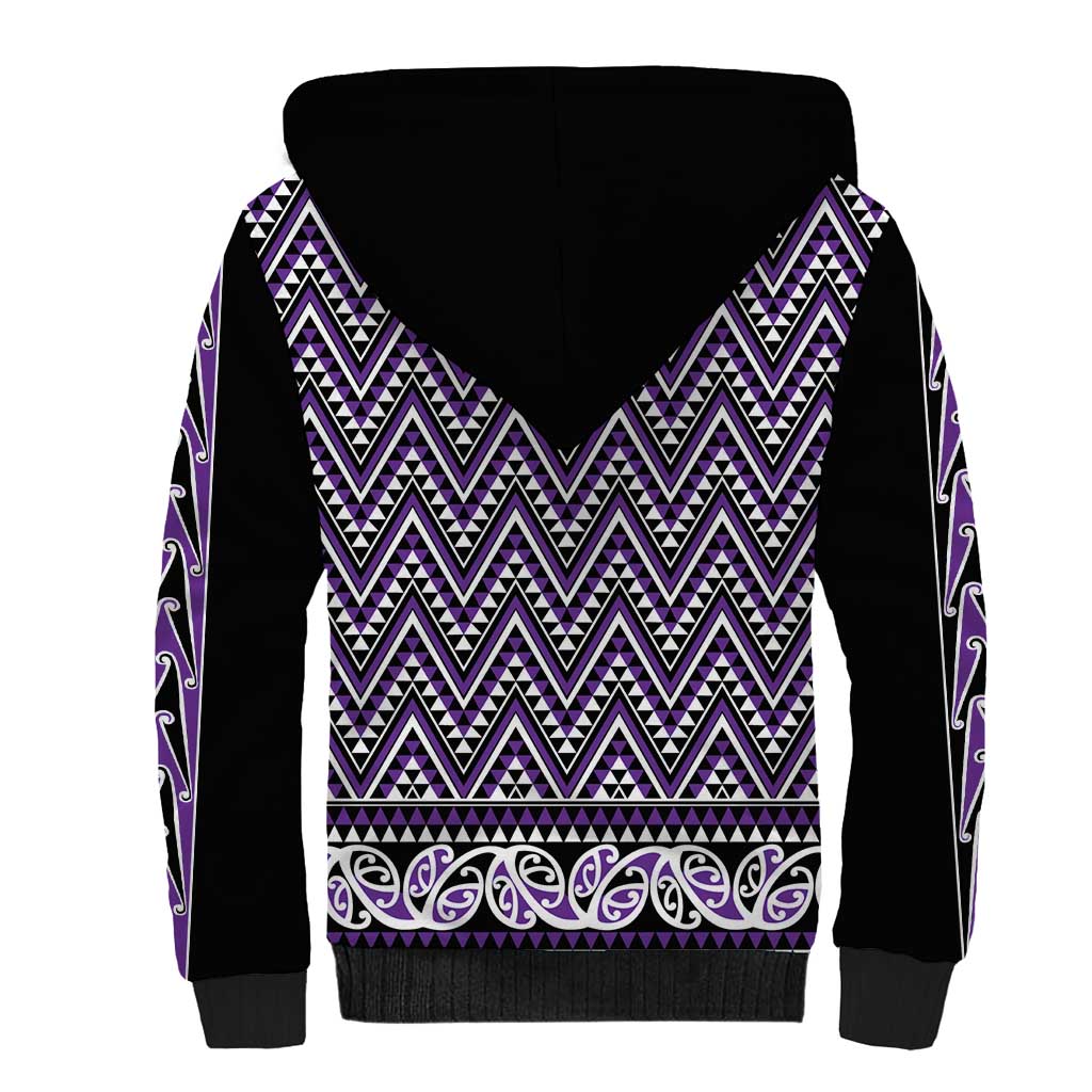 New Zealand Maori Niho Taniwha Sherpa Hoodie Waiporopo Mangopare and Puhoro Pattern LT9 - Polynesian Pride