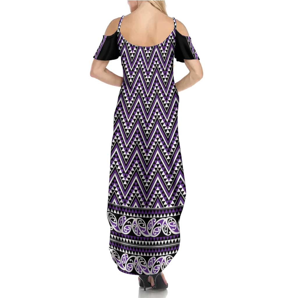 New Zealand Maori Niho Taniwha Summer Maxi Dress Waiporopo Mangopare and Puhoro Pattern
