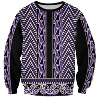 New Zealand Maori Niho Taniwha Sweatshirt Waiporopo Mangopare and Puhoro Pattern LT9 Unisex Purple - Polynesian Pride