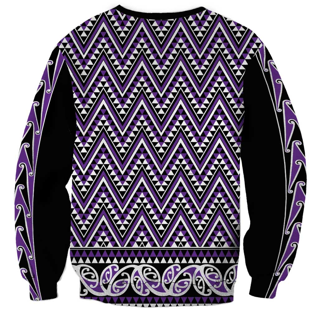 New Zealand Maori Niho Taniwha Sweatshirt Waiporopo Mangopare and Puhoro Pattern LT9 - Polynesian Pride