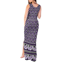 New Zealand Maori Niho Taniwha Tank Maxi Dress Waiporopo Mangopare and Puhoro Pattern