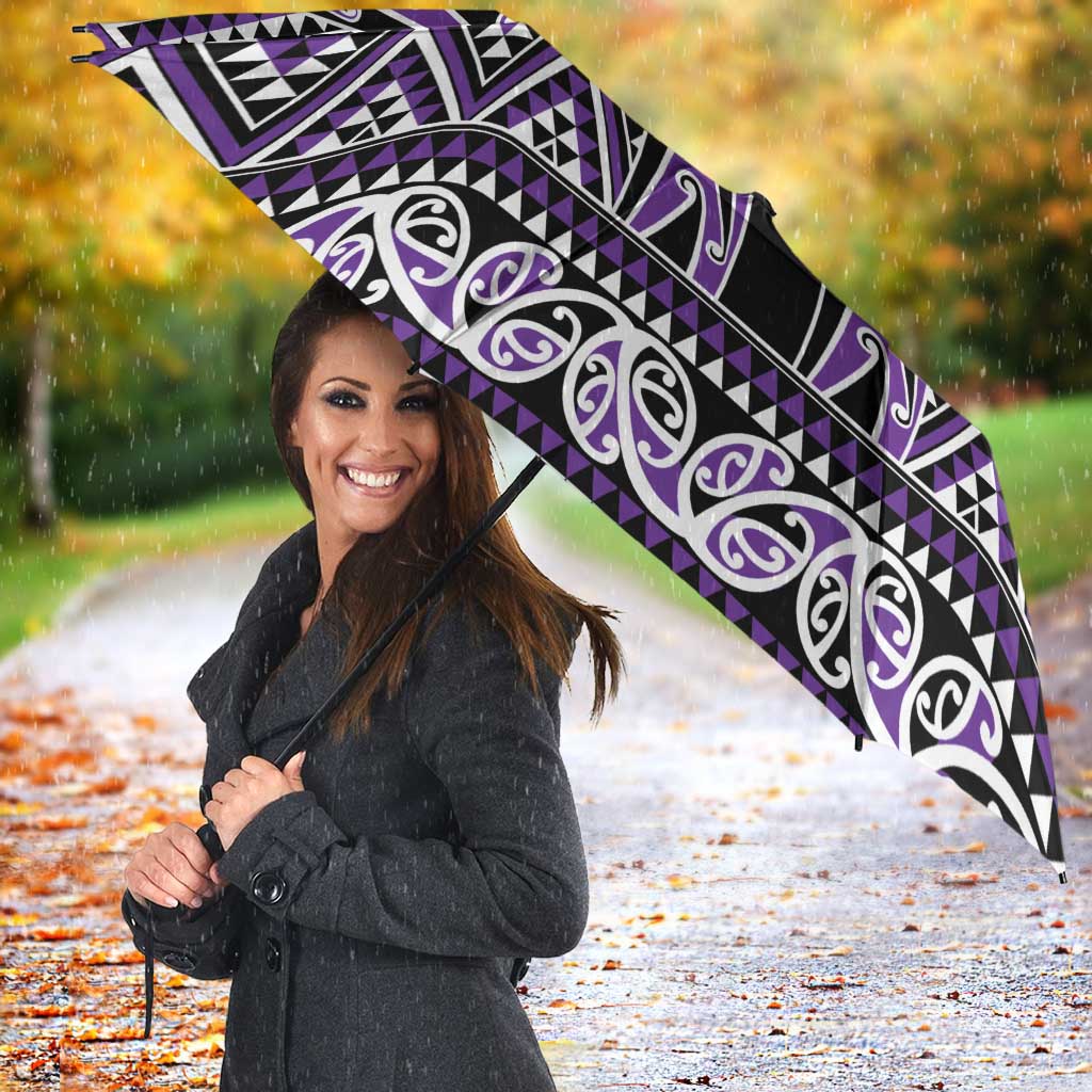 New Zealand Maori Niho Taniwha Umbrella Waiporopo Mangopare and Puhoro Pattern - Polynesian Pride