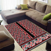 New Zealand Maori Niho Taniwha Area Rug Whero Mangopare and Puhoro Pattern