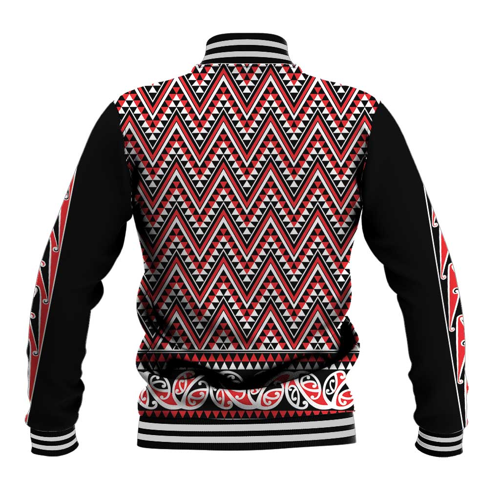 New Zealand Maori Niho Taniwha Baseball Jacket Whero Mangopare and Puhoro Pattern LT9 - Polynesian Pride