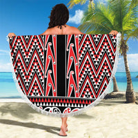 New Zealand Maori Niho Taniwha Beach Blanket Whero Mangopare and Puhoro Pattern