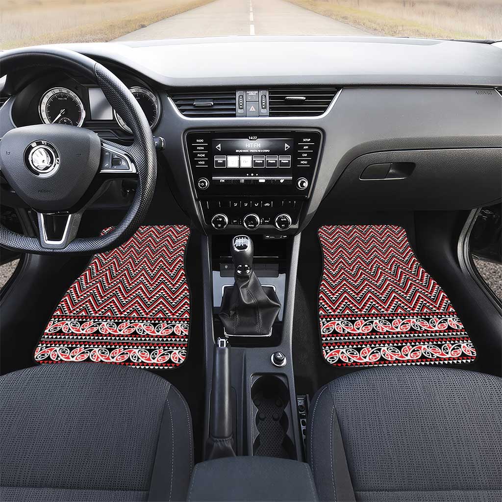 New Zealand Maori Niho Taniwha Car Mats Whero Mangopare and Puhoro Pattern