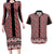 New Zealand Maori Niho Taniwha Couples Matching Long Sleeve Bodycon Dress and Hawaiian Shirt Whero Mangopare and Puhoro Pattern