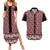 New Zealand Maori Niho Taniwha Couples Matching Summer Maxi Dress and Hawaiian Shirt Whero Mangopare and Puhoro Pattern