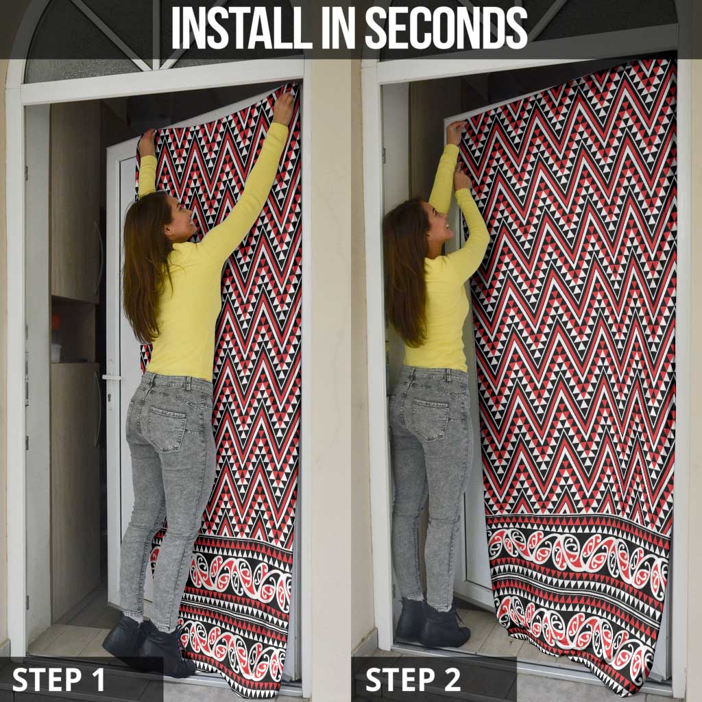 New Zealand Maori Niho Taniwha Door Cover Whero Mangopare and Puhoro Pattern - Polynesian Pride