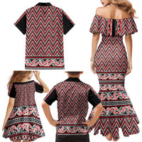 New Zealand Maori Niho Taniwha Family Matching Mermaid Dress and Hawaiian Shirt Whero Mangopare and Puhoro Pattern