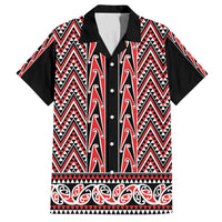New Zealand Maori Niho Taniwha Family Matching Off Shoulder Short Dress and Hawaiian Shirt Whero Mangopare and Puhoro Pattern