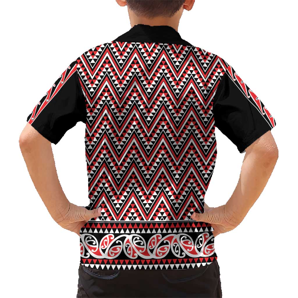 New Zealand Maori Niho Taniwha Family Matching Short Sleeve Bodycon Dress and Hawaiian Shirt Whero Mangopare and Puhoro Pattern