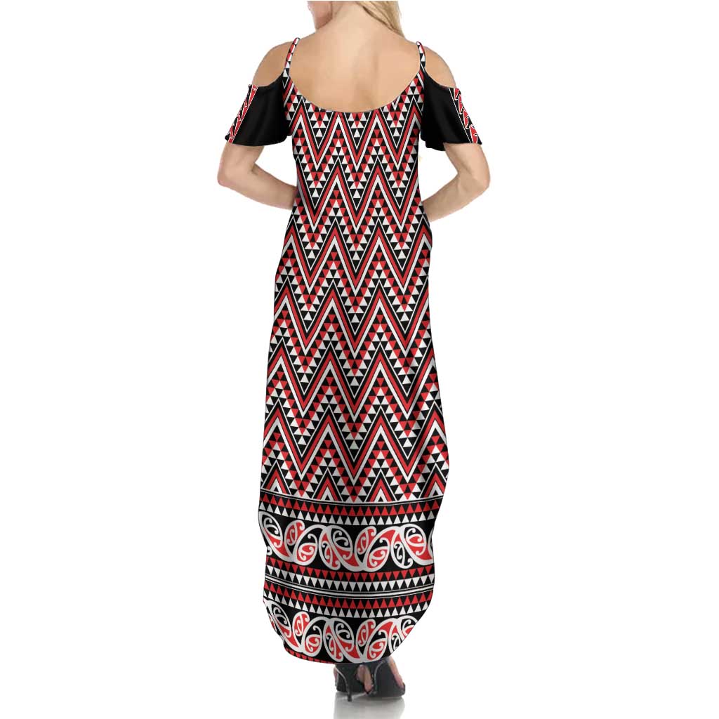 New Zealand Maori Niho Taniwha Family Matching Summer Maxi Dress and Hawaiian Shirt Whero Mangopare and Puhoro Pattern
