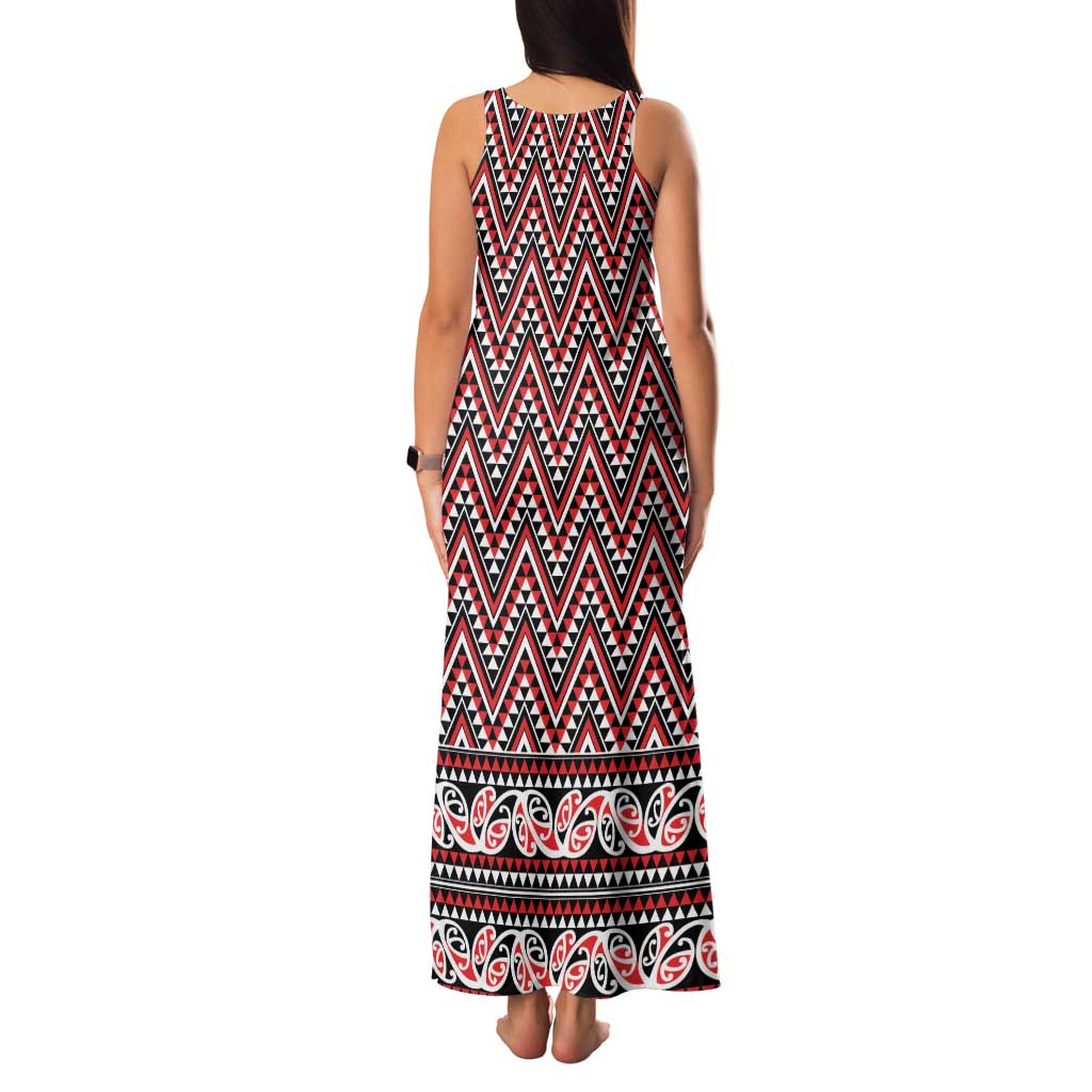 New Zealand Maori Niho Taniwha Family Matching Tank Maxi Dress and Hawaiian Shirt Whero Mangopare and Puhoro Pattern