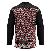 New Zealand Maori Niho Taniwha Hockey Jersey Whero Mangopare and Puhoro Pattern - Polynesian Pride