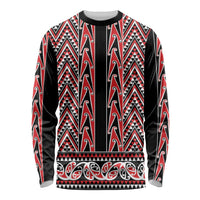 New Zealand Maori Niho Taniwha Long Sleeve Shirt Whero Mangopare and Puhoro Pattern LT9 Unisex Red - Polynesian Pride