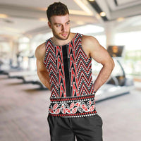 New Zealand Maori Niho Taniwha Men Tank Top Whero Mangopare and Puhoro Pattern LT9 Red - Polynesian Pride