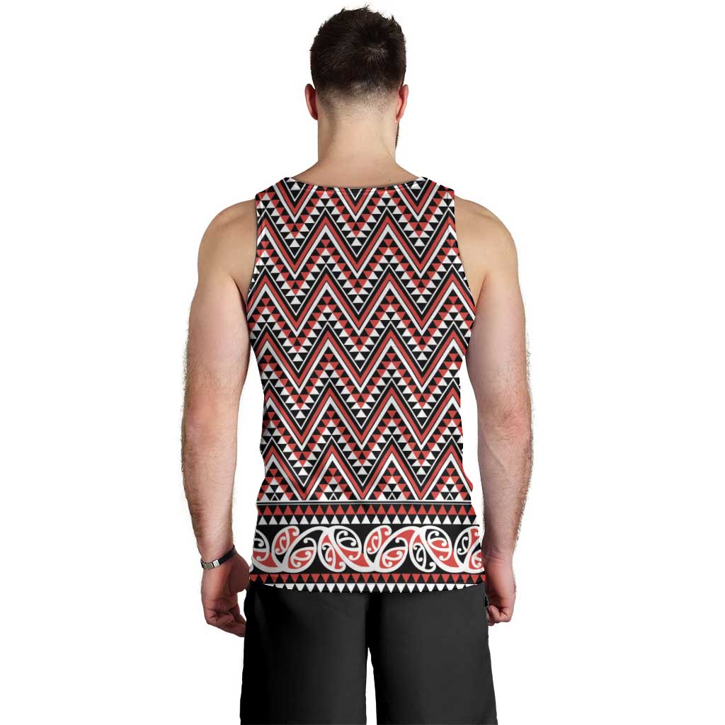 New Zealand Maori Niho Taniwha Men Tank Top Whero Mangopare and Puhoro Pattern LT9 - Polynesian Pride