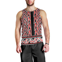 New Zealand Maori Niho Taniwha Men Tank Top Whero Mangopare and Puhoro Pattern LT9 - Polynesian Pride