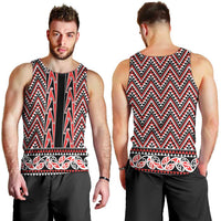 New Zealand Maori Niho Taniwha Men Tank Top Whero Mangopare and Puhoro Pattern LT9 - Polynesian Pride