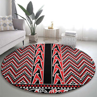 New Zealand Maori Niho Taniwha Round Carpet Whero Mangopare and Puhoro Pattern