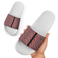 New Zealand Maori Niho Taniwha Slide Sandals Whero Mangopare and Puhoro Pattern - Polynesian Pride