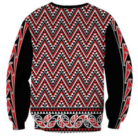 New Zealand Maori Niho Taniwha Sweatshirt Whero Mangopare and Puhoro Pattern LT9 - Polynesian Pride