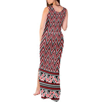 New Zealand Maori Niho Taniwha Tank Maxi Dress Whero Mangopare and Puhoro Pattern