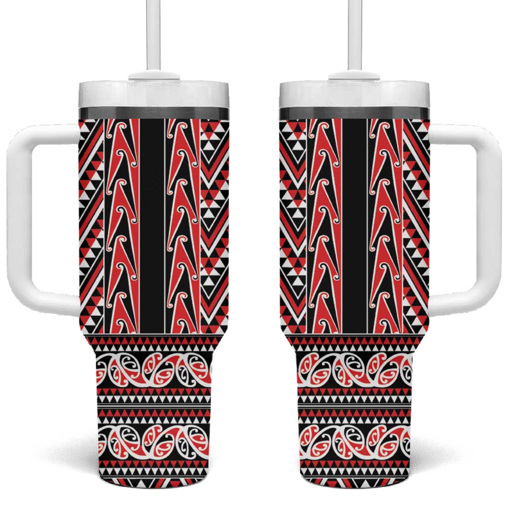 New Zealand Maori Niho Taniwha Tumbler With Handle Whero Mangopare and Puhoro Pattern