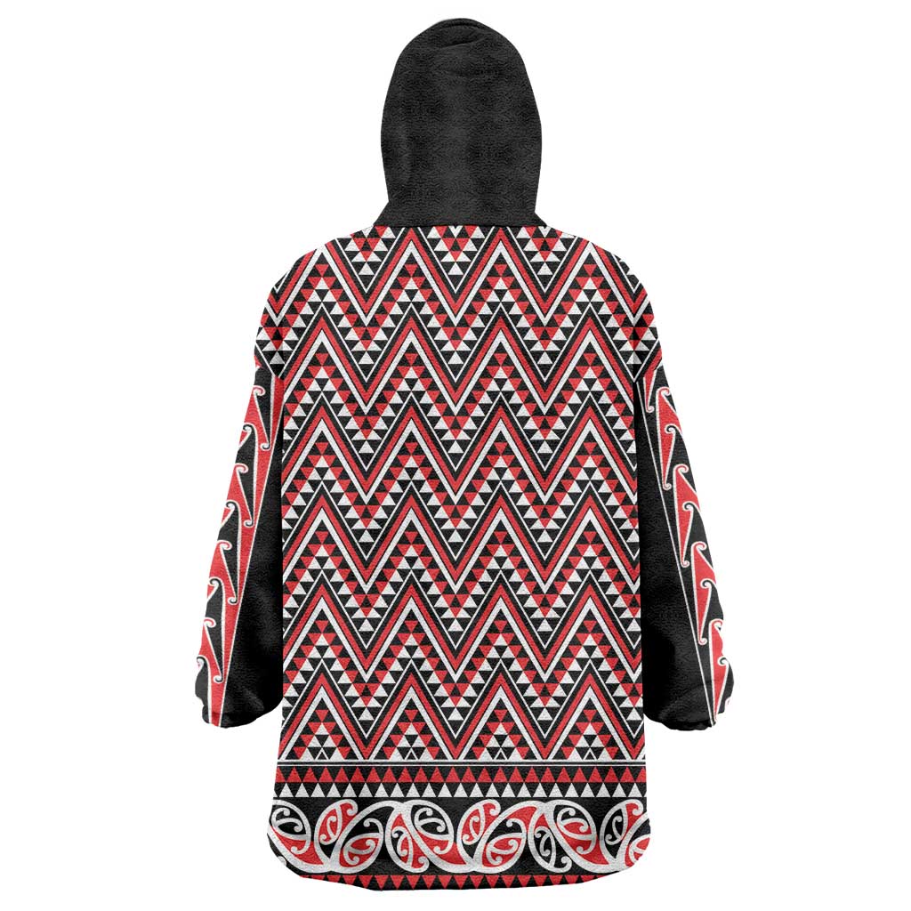 New Zealand Maori Niho Taniwha Wearable Blanket Hoodie Whero Mangopare and Puhoro Pattern LT9 - Polynesian Pride