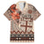 Vintage Bula Fiji Personalised Family Matching Long Sleeve Bodycon Dress and Hawaiian Shirt Beige Hibiscus Tapa Pattern
