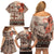 Vintage Bula Fiji Personalised Family Matching Off Shoulder Short Dress and Hawaiian Shirt Beige Hibiscus Tapa Pattern