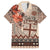 Vintage Bula Fiji Personalised Family Matching Short Sleeve Bodycon Dress and Hawaiian Shirt Beige Hibiscus Tapa Pattern