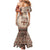 Vintage Bula Fiji Personalised Mermaid Dress Beige Hibiscus Tapa Pattern