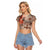 Vintage Bula Fiji Personalised Raglan Cropped T Shirt Beige Hibiscus Tapa Pattern