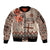 Vintage Bula Fiji Personalised Sleeve Zip Bomber Jacket Beige Hibiscus Tapa Pattern