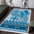 Vintage Bula Fiji Personalised Area Rug Blue Hibiscus Tapa Pattern